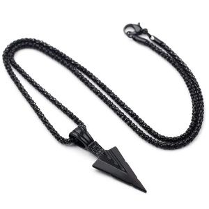 NEW Black Titanium Arrow Pendant Necklace